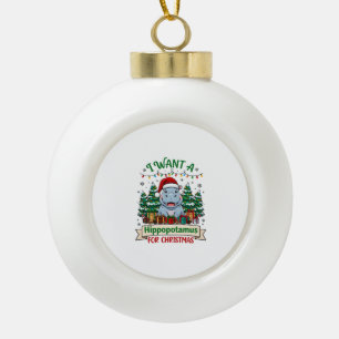 Nijlpaard Kerstmis Nijlpaard Kerstman Hoed Bomen C Keramische Bal Ornament