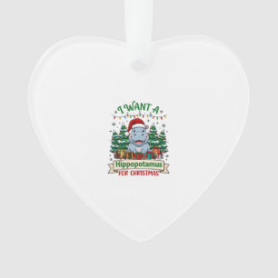 Nijlpaard Kerstmis Nijlpaard Kerstman Hoed Bomen C Ornament