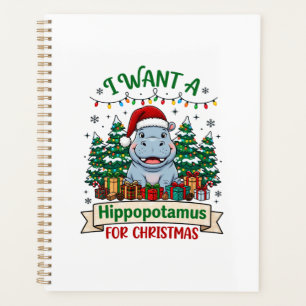 Nijlpaard Kerstmis Nijlpaard Kerstman Hoed Bomen C Planner