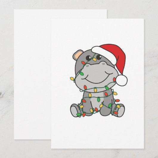 Nijlpaard Kerstmis Winter Dieren Nijlpaarden Feestdagenkaart (Voorkant / Achterkant)