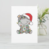 Nijlpaard Kerstmis Winter Dieren Nijlpaarden Feestdagenkaart (Staand voorkant)