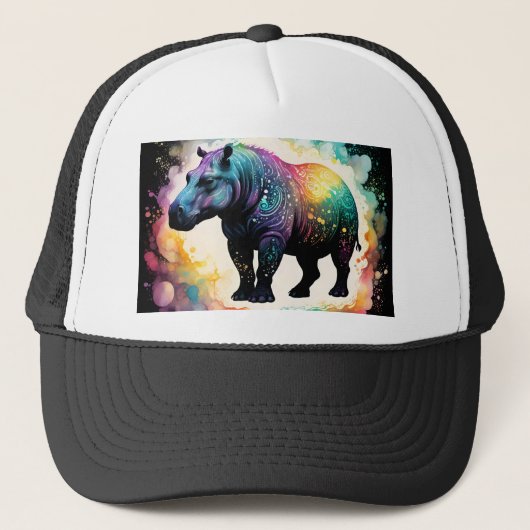 Nijlpaard Kleurensplash, Trucker Pet (Voorkant)