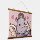 Nijlpaard liefde cupido hangend wandkleed (Gebogen)