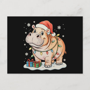 Nijlpaard liefhebber kerstlichtjes Kerstmis vakant Feestdagenkaart