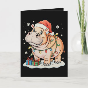 Nijlpaard Liefhebber Kerstverlichting Kerstmis Vak Feestdagen Kaart