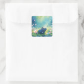 Nijlpaard Magische Vijver Weiland Vierkante Sticker (Tas)