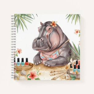 Nijlpaard manicure op het strand notitieboek