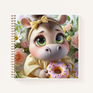 Nijlpaard met een Donut, door Natasha Us Notitieboek