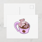 Nijlpaard met kopje koffie briefkaart (Voorkant / Achterkant)
