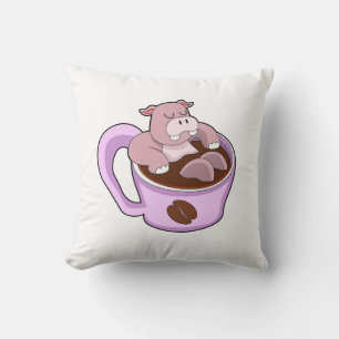 Nijlpaard met Kopje Koffie Kussen