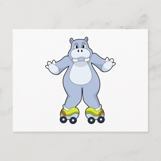 Nijlpaard met skeelers briefkaart (Voorkant)