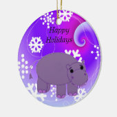 Nijlpaard met Sneeuwvlokken Keramisch Ornament (Links)