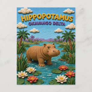 Nijlpaard Okavango Delta Modern KlayKoo Briefkaart