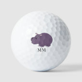 Nijlpaard ontwerp met monogram golfballen (Voorkant)