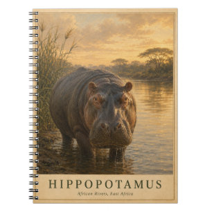 Nijlpaard Oost-Afrikaanse Rivieren VINTAGE Notitieboek