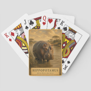 Nijlpaard Oost-Afrikaanse Rivieren VINTAGE Pokerkaarten