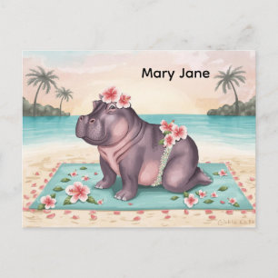Nijlpaard op het strand briefkaart