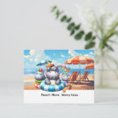 Nijlpaard op het strand briefkaart (Staand voorkant)