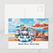 Nijlpaard op het strand briefkaart (Voorkant / Achterkant)