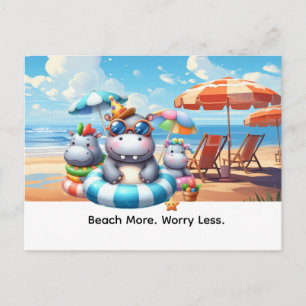 Nijlpaard op het strand briefkaart