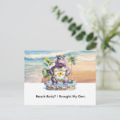 Nijlpaard op het strand briefkaart (Staand voorkant)