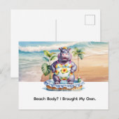 Nijlpaard op het strand briefkaart (Voorkant / Achterkant)