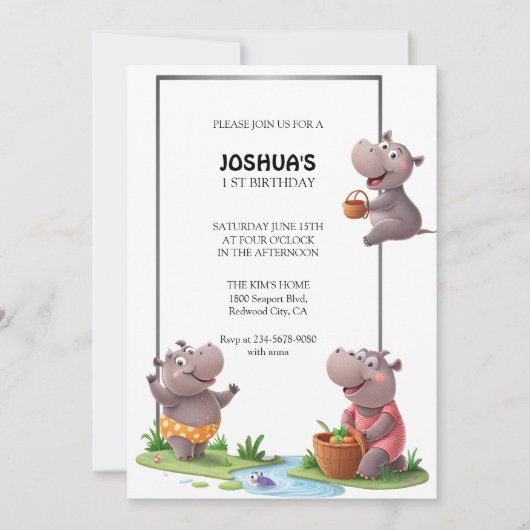 Nijlpaard Plezier Scène Kaart (Voorkant)