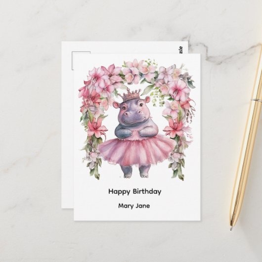 Nijlpaard Prinses Briefkaart (Voorkant / Achterkant in situ)