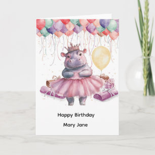 Nijlpaard Prinses met Ballon Kaart