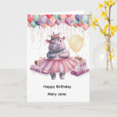 Nijlpaard Prinses met Ballon Kaart (Gele Bloem)
