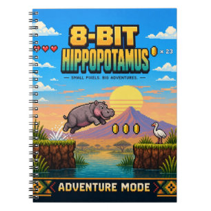 Nijlpaard, Retro 8-Bit Pixelkunst Notitieboek
