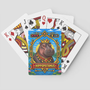 Nijlpaard Retro 8-Bit Pixelkunst Pokerkaarten