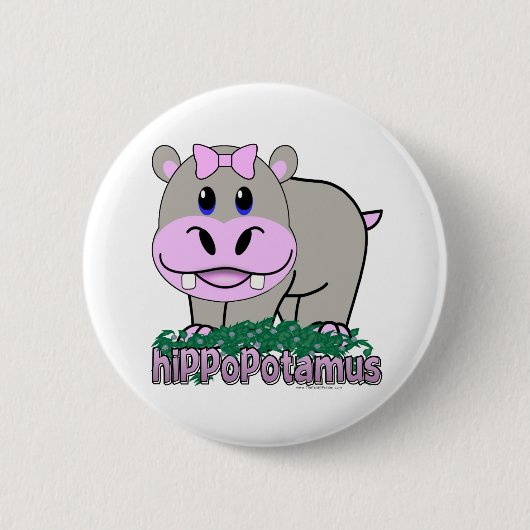 Nijlpaard Ronde Button 5,7 Cm (Voorkant)