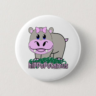 Nijlpaard Ronde Button 5,7 Cm