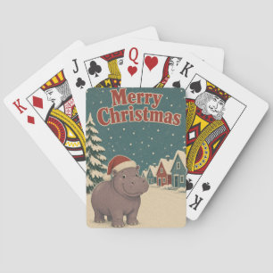 Nijlpaard Sneeuw Rij Dier Kerstmis Pokerkaarten