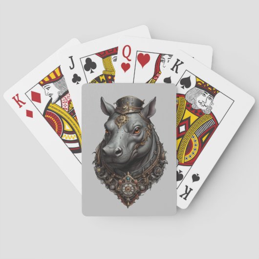Nijlpaard Steampunk ontwerp, Pokerkaarten (Achterkant)