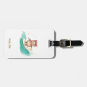 Nijlpaard-surfster op surfplank bagagelabel (Voorkant horizontaal)