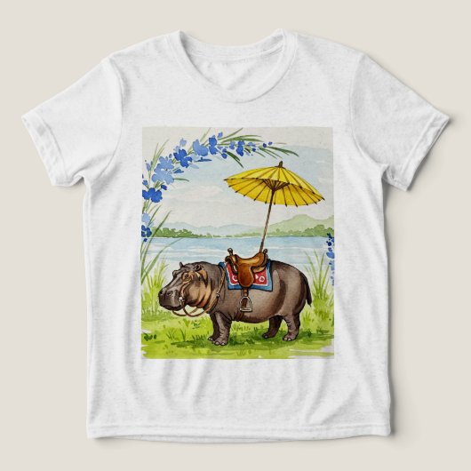 Nijlpaard Tri-Blend Shirt (Design voorkant)