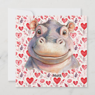 Nijlpaard Valentijnsdag met veel harten Feestdagenkaart