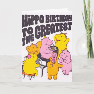 Nijlpaard Verjaardag Letterpress Kaart
