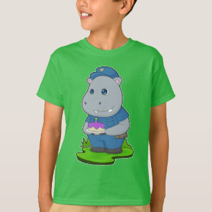 Nijlpaard Verjaardags Politie T-shirt