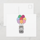 Nijlpaard vliegt met kleurrijke ballonnen briefkaart (Voorkant / Achterkant)