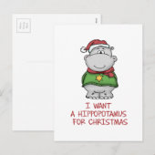 Nijlpaard voor Kerstmis - Leuk Ontwerp Hippo Feestdagenkaart (Voorkant / Achterkant)