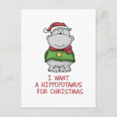 Nijlpaard voor Kerstmis - Leuk Ontwerp Hippo Feestdagenkaart (Voorkant)