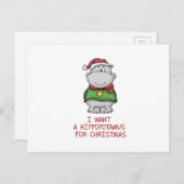 Nijlpaard voor Kerstmis - Leuk Ontwerp Hippo Feestdagenkaart (Voorkant / Achterkant)