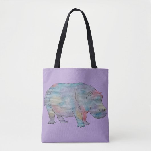 Nijlpaard waterverf tote bag (Voorkant)