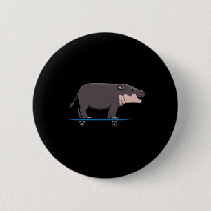 Nijlpaard Wilde Dieren Dieren Skateboarden Skater Ronde Button 5,7 Cm