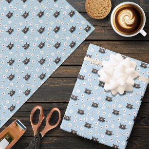 Nijlpaard Witte Lotus Blauwe Cadeaupapier