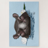 Nijlpaard Witte Lotus Blauwe Legpuzzel (Verticaal)