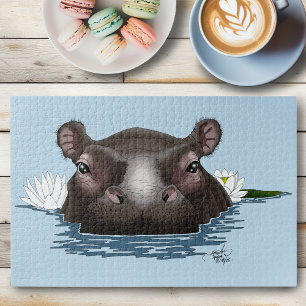 Nijlpaard Witte Lotus Blauwe Legpuzzel